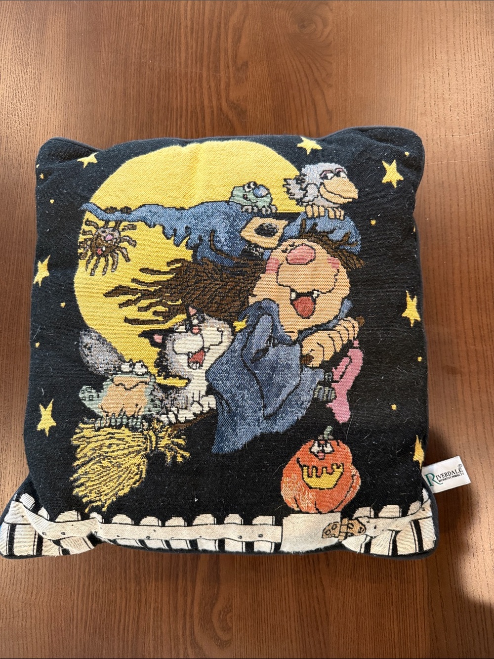 Halloween Whimsical Witch Decorative Pillow Black/Yellow